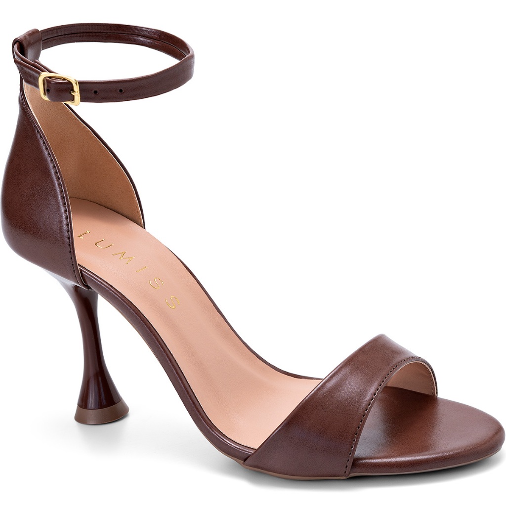 Sandália Feminina Lumiss Salto Alto Fino Bico Redondo Elegante Confortável Fivel