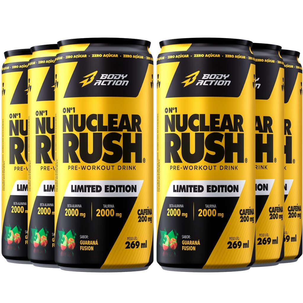 Pack 6x Pré Treino Nuclear Rush Drink 269ml Bodyaction