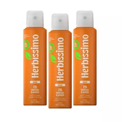 Kit Desodorante Antitranspirante Aerossol Zero Alumínio Herbíssimo Velvet 150ml (3 unidades)