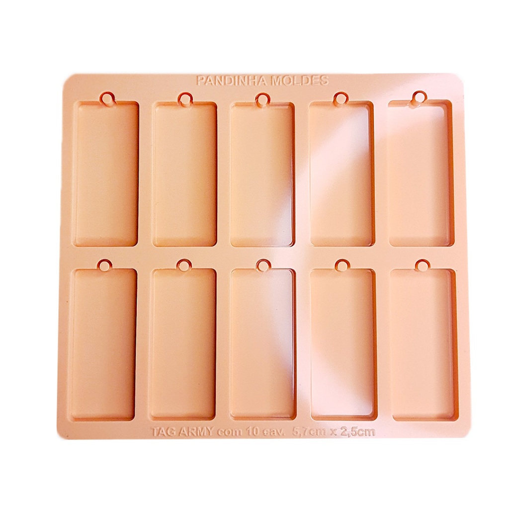 Molde De Silicone Tag Army ou Plaquinha Retangular 10 cavidades