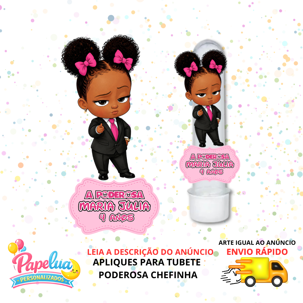 Apliques para Tubete Poderosa Chefinha personalizado (já vai recortado) – Lembrancinha Festa Infantil