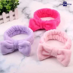 Faixa Skincare Plush com Laço Tiara Para Maquiagem Limpeza de Pele