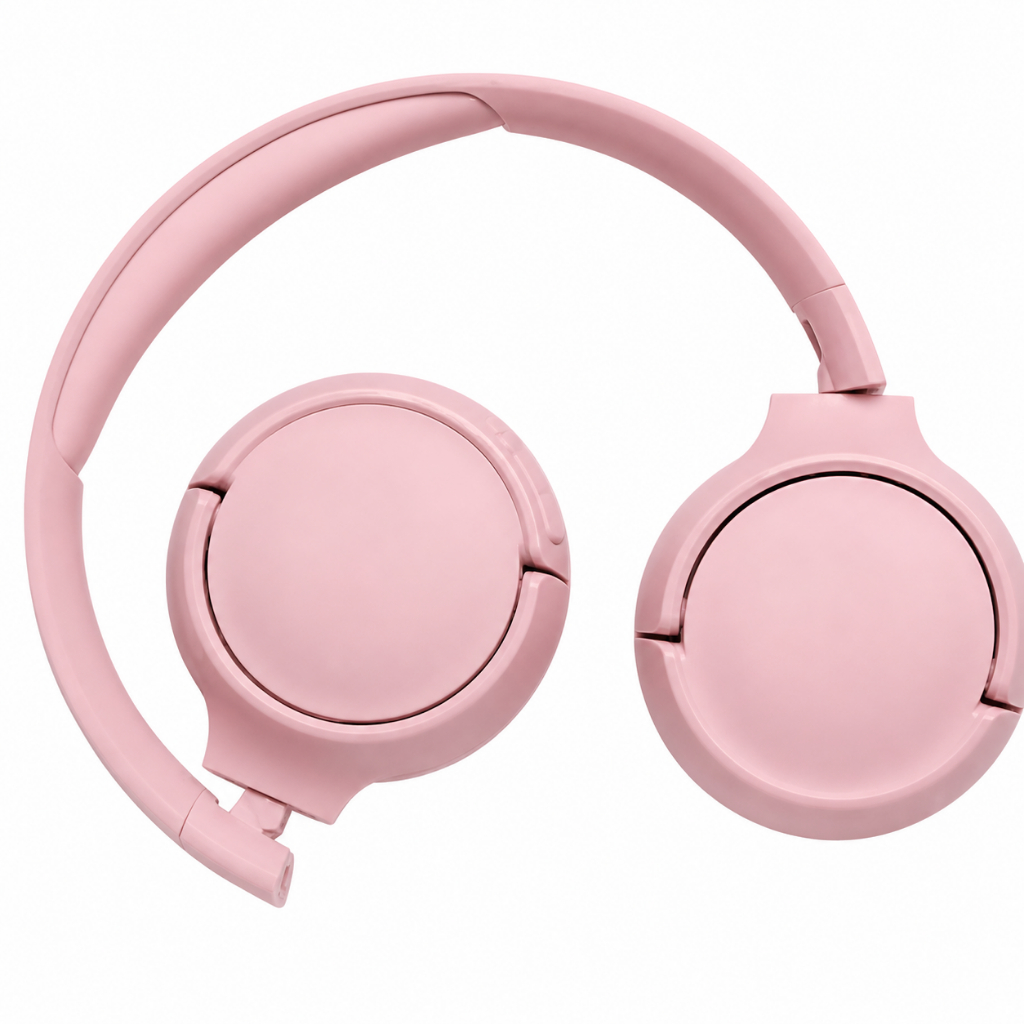 Fone de Ouvido Bluetooth Rosa Dobrável Sem Fio Headphone Confortável com Microfone e Graves Potentes