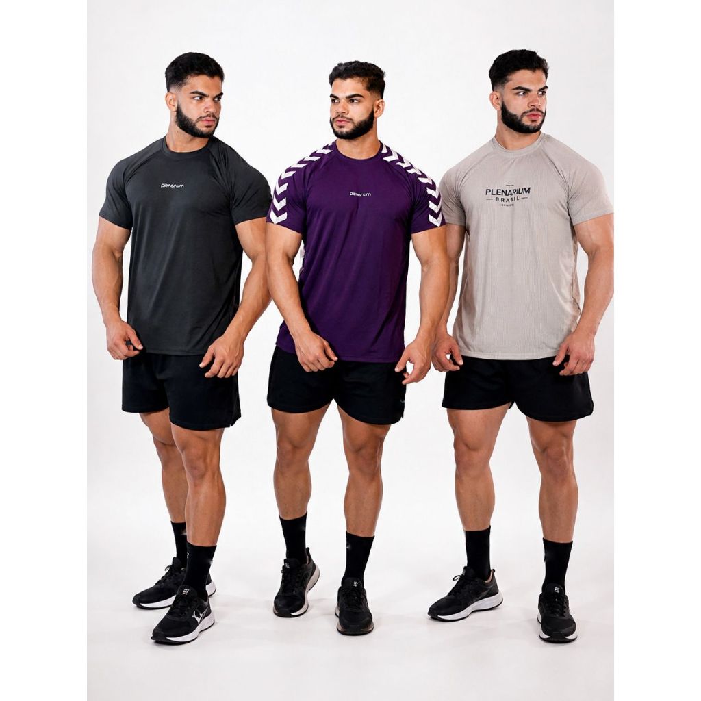 Camisa Camiseta DryFit com elastano Masculino Academa Esportivas Raglan