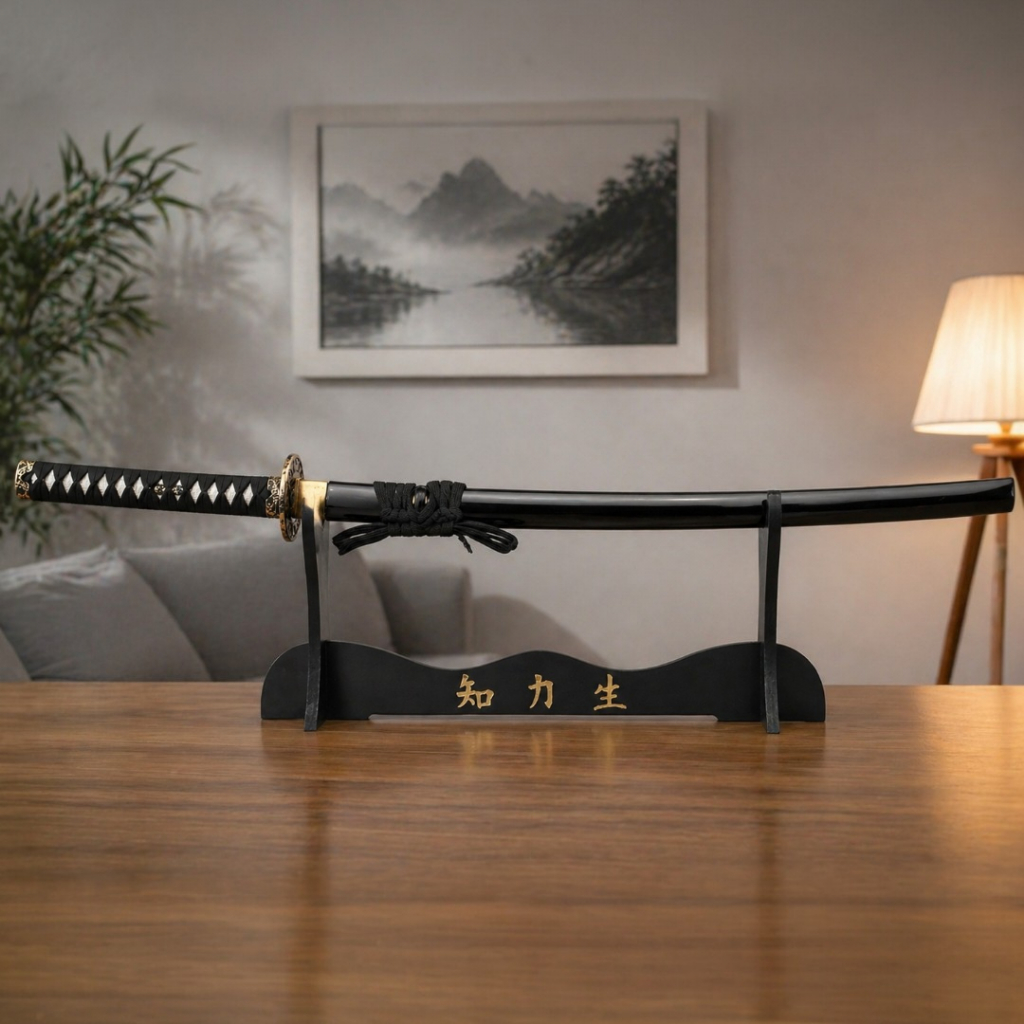 Suporte De Mesa Espada Samurai Katana Em Madeira Mdf