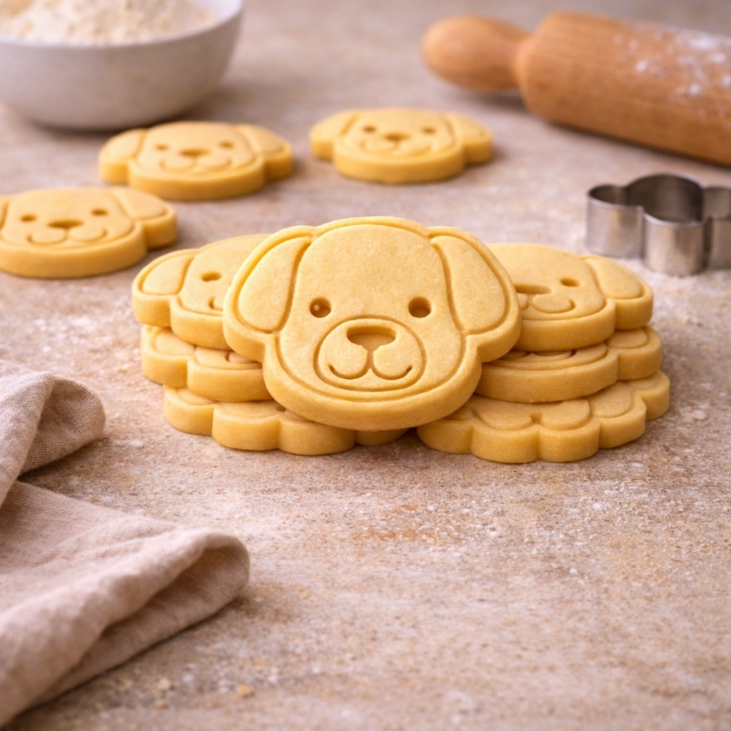Cortador + Carimbo Tema Cachorro para Biscoito Pasta Americana Confeitaria Artesanato Biscuit Massas