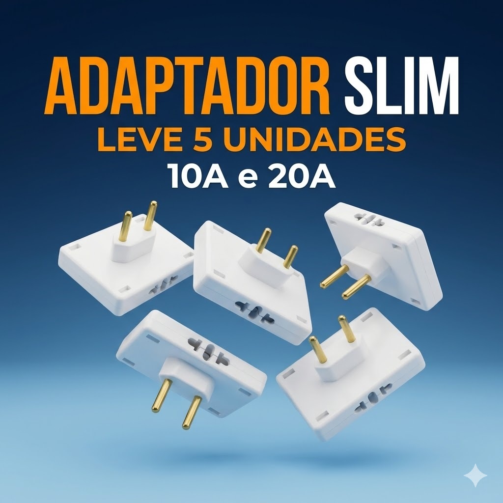 Adaptador de Tomada Achatado Slim 10A 20A Benjamin Parede Móveis
