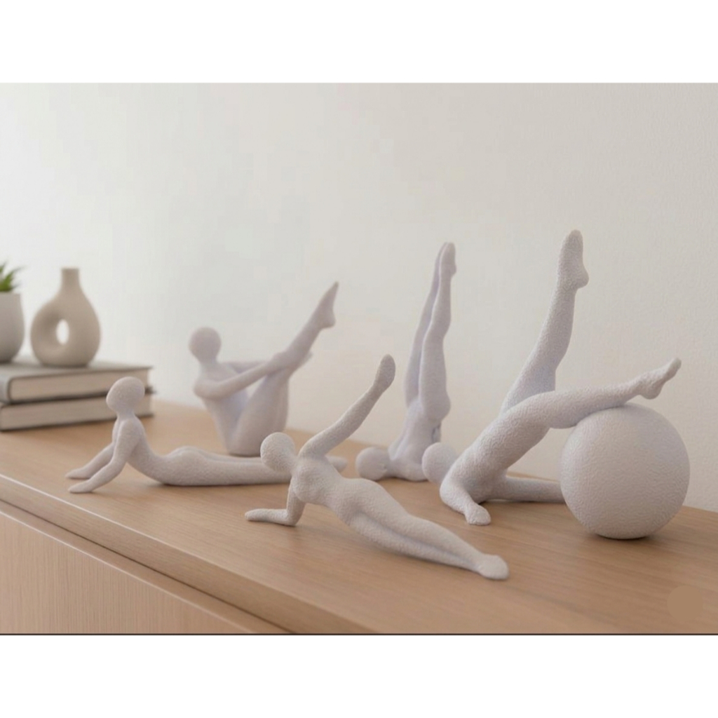 Kit Estátuas Pilates e Yoga Decoração Minimalista Estúdio e Consultório