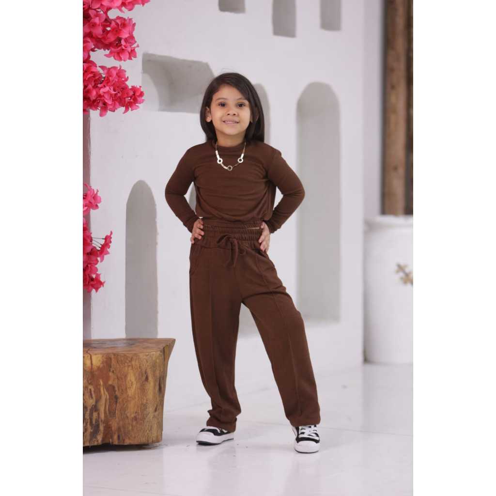Conjunto calça e croped frio inverno menina infantil e juvenil