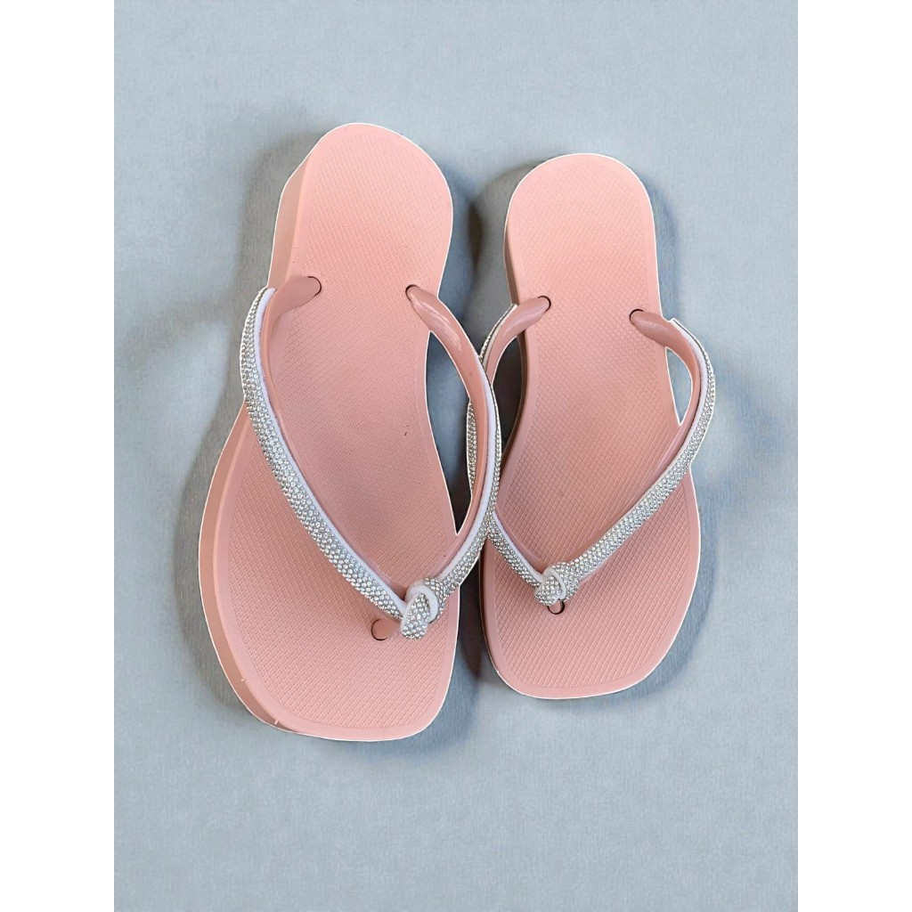 Chinelo Feminino Tiras com Brilho Solado Macio | Cores Branco, Rosa, Nude, Preto | Achadinhos da Lua