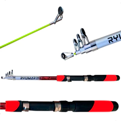 Vara De Pesca Telescópica 2,10m P/ Molinete Ryumar Summer Fibra De Vidro Leve E Resistente Pesca Iniciante Promoção