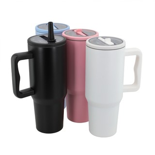Copo Térmico Ibra com Canudo Fixo e Dobrável 1100ml Resistente com Alça Conserva Gelado Quente