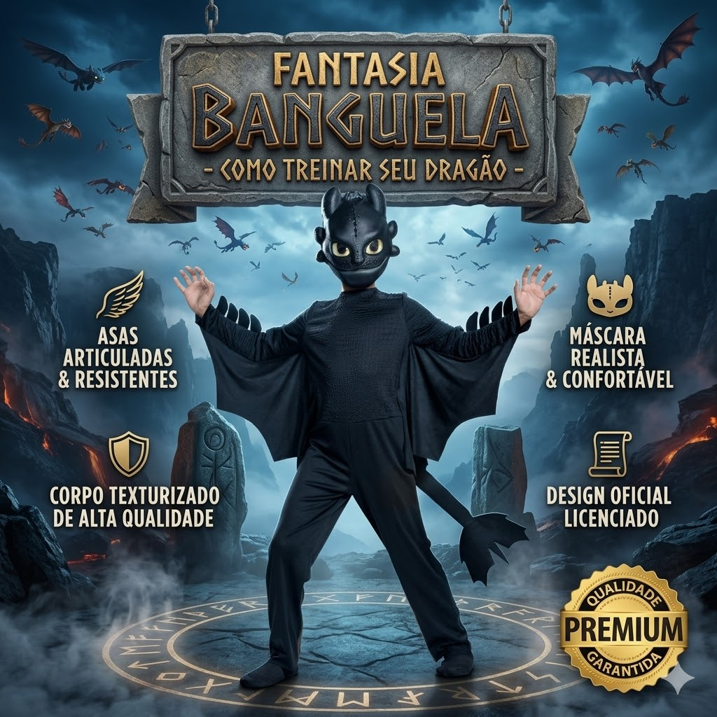 Fantasia Banguela - Como Treinar Seu Dragão Meninos Infantil