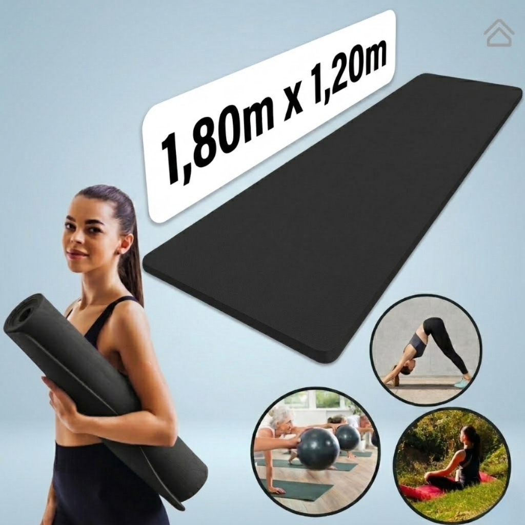 Tapete Yoga EVA Fitness Antiderrapante 180cm x 120cm Pilates Ginastica Exercicios