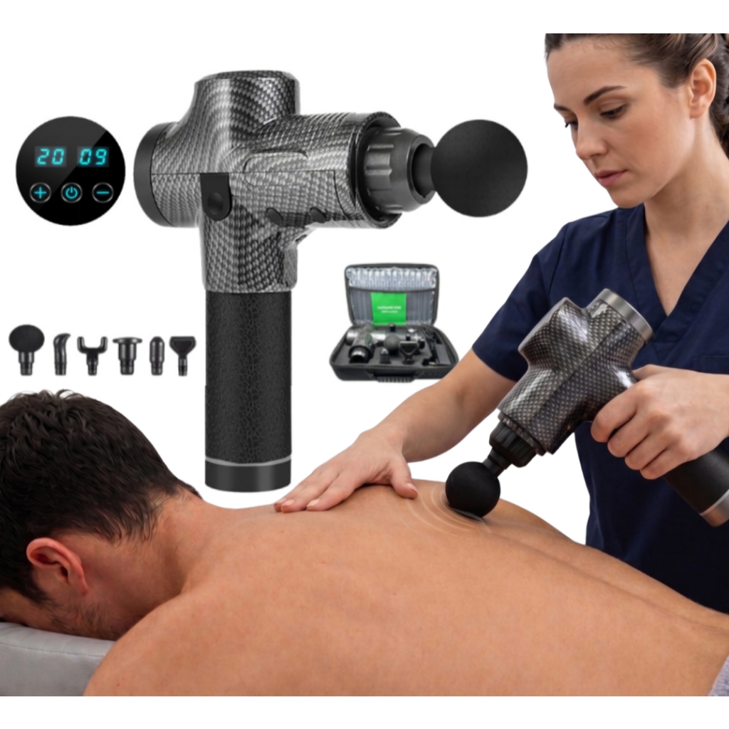 Pistola de Massagem Profissional Elétrica para Liberação Miofascial Semelhante Phoenix 6 Ponteiras
