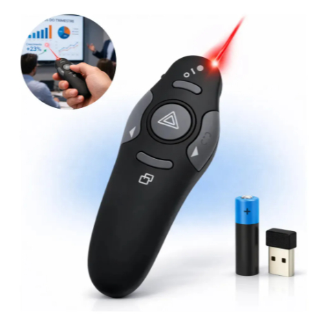 Apresentador Controle Passador Slide Caneta Laser Profissional Sem Fio Preto Mouse Multimidia Wireless Usb
