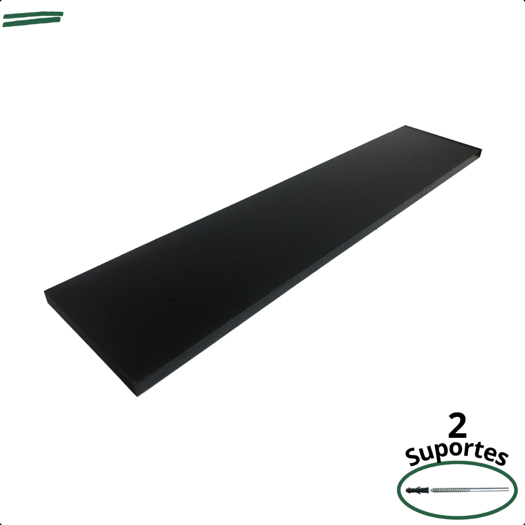 1 Prateleira Preta 70X15 Com Suporte Flutuante Mdf Organizadora Decoração Cozinha Quarto Banheiro