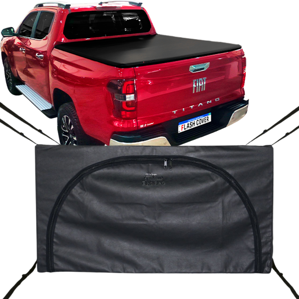 Bolsa Carroceria Caçamba Ecobag Flash Cover Titano Protege Sua Carga 378L Com Ziper Preto