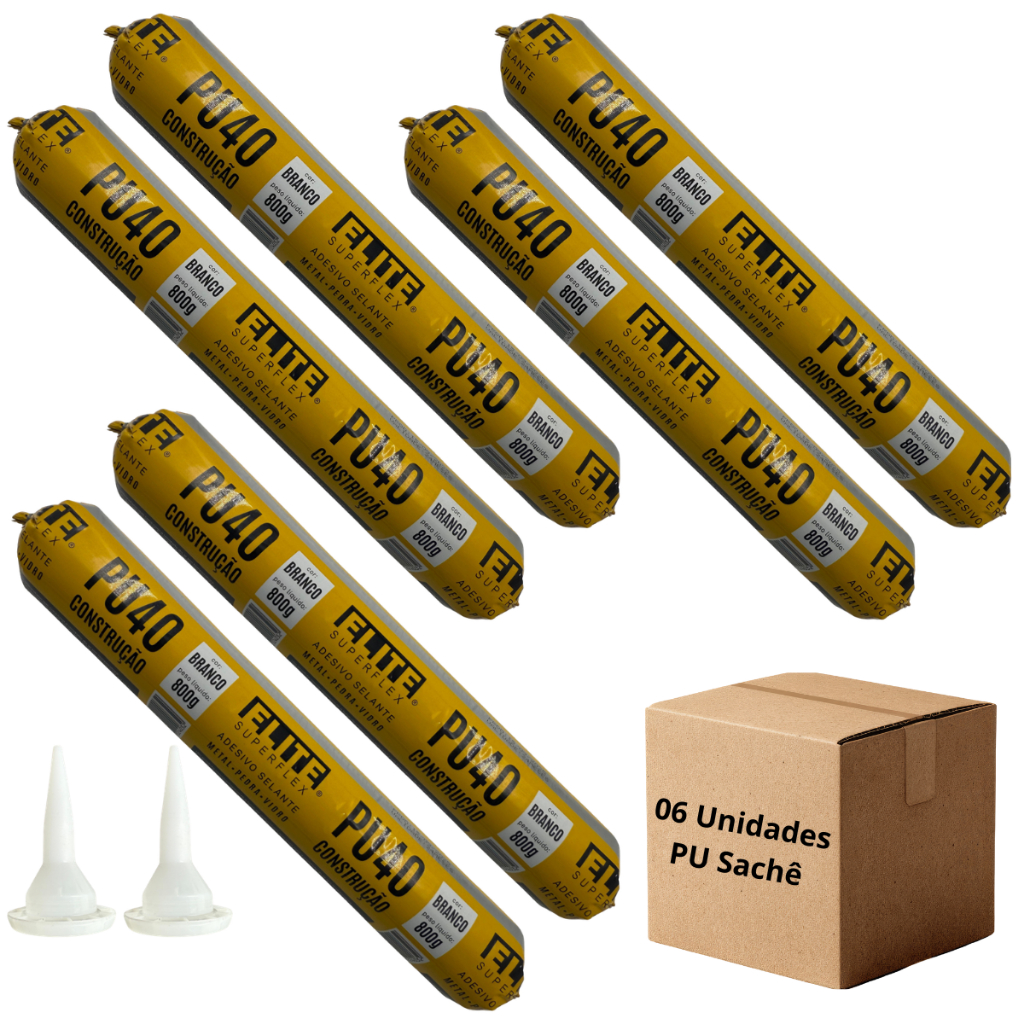 Kit 06 Selante Pu 40 Sachê 800g Adesivo Poliuretano de Construção