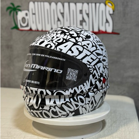 Capacete San Marino Adesivado – Personalizado, Estilo Exclusivo, Acabamento Profissional
