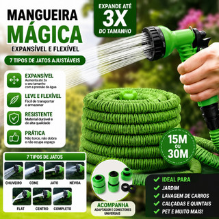 Mangueira Magica 15M/30M Com Gatilho 7 Tipos Jatos Esguicho de Jardim com Jatos Ajustáveis para Diversas Aplicações