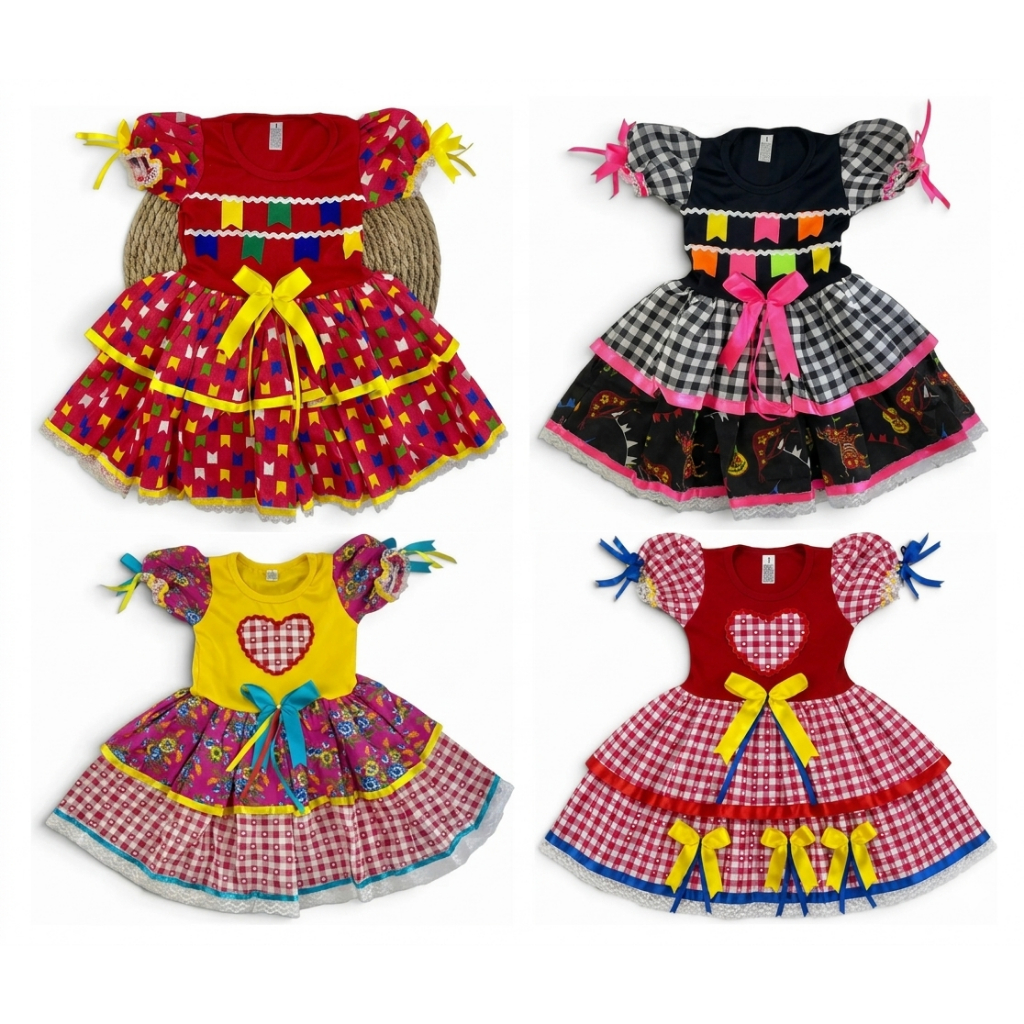 Vestido Caipira Infantil 2026 Festa Junina Menina