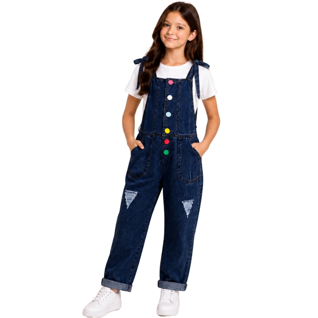Jardineira Infantil Jeans Juvenil Menina Macacão Macaquinho