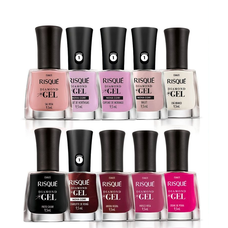 Kit 10 Esmaltes Gel Risque Diamond Efeito Gel Coleção Nova Esmalte Atacado