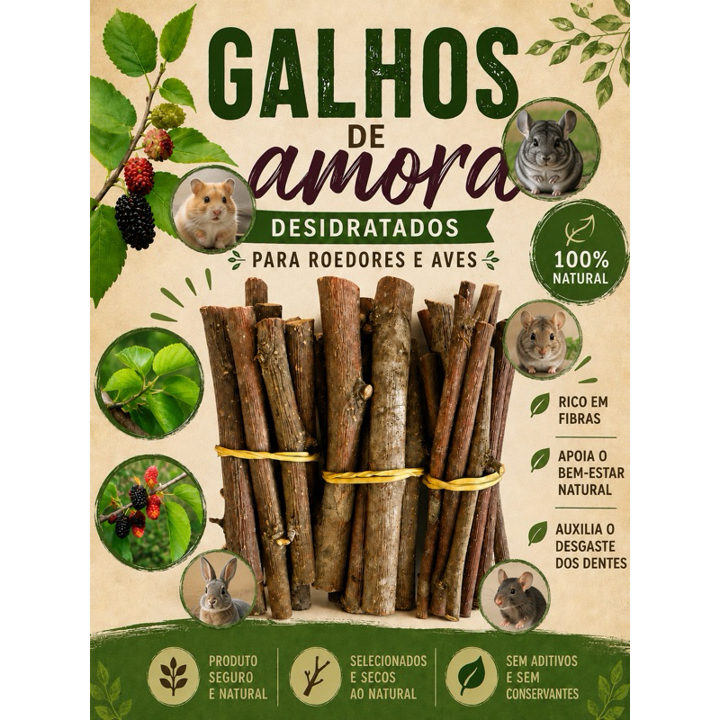 Galhos de Amora  GRANDE QUANTIDADE para roedores e aves (coelhos,hamster,chinchila, ratos, porquinho da india)
