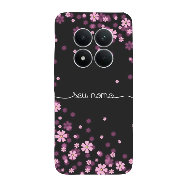 Capinha para Xiaomi RedMi Poco M8 Pro 5G Anti Impacto Personalizada - Flores Lilás com nome