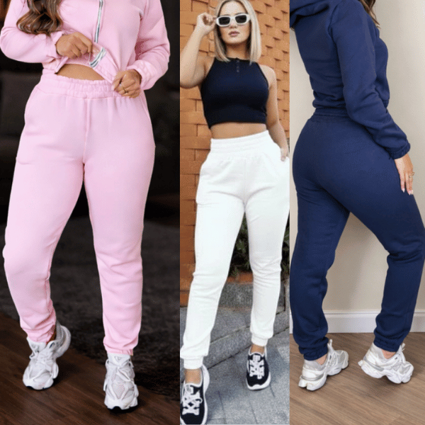 Calça moletom feminina Jogger Grossa Tendência