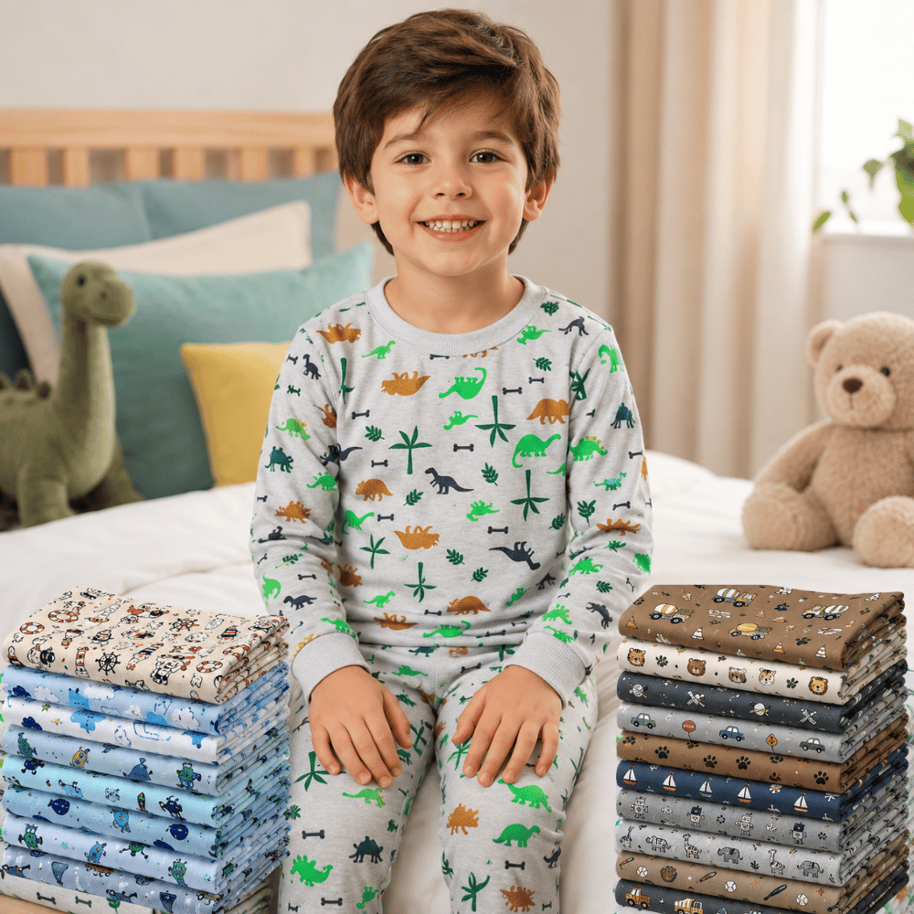 Kit 4 peças Pijamas Infantil Menino Inverno 100% Algodão Estampado Sortido Roupa Infantil Masculino