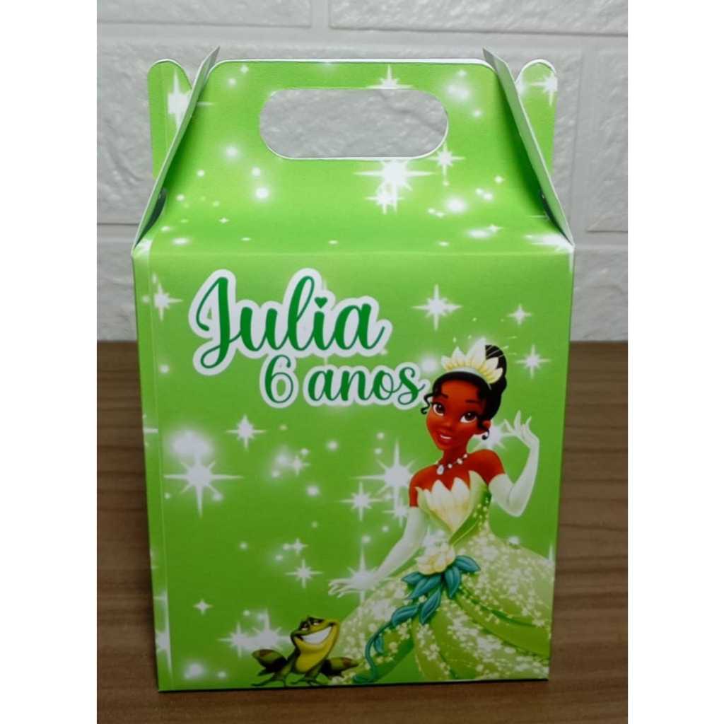 Caixa Maletinha Personalizada Princesa Tiana para Lembrancinhas Festa Infantil KIT PEGUE E MONTE