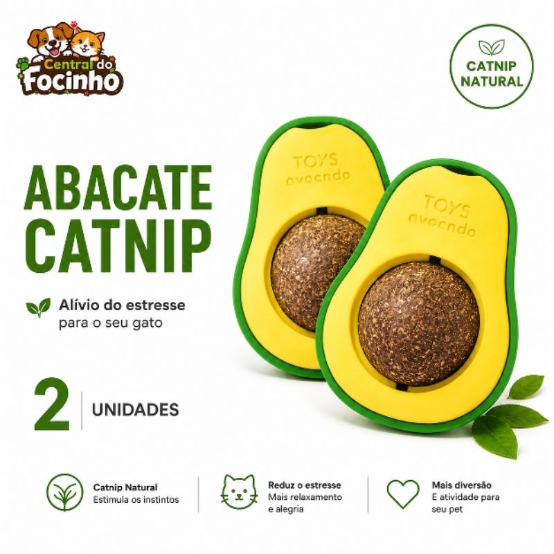 Kit 2 Abacates Brinquedo Para Gato com Catnip – Estimula, Relaxa e Evita Estresse