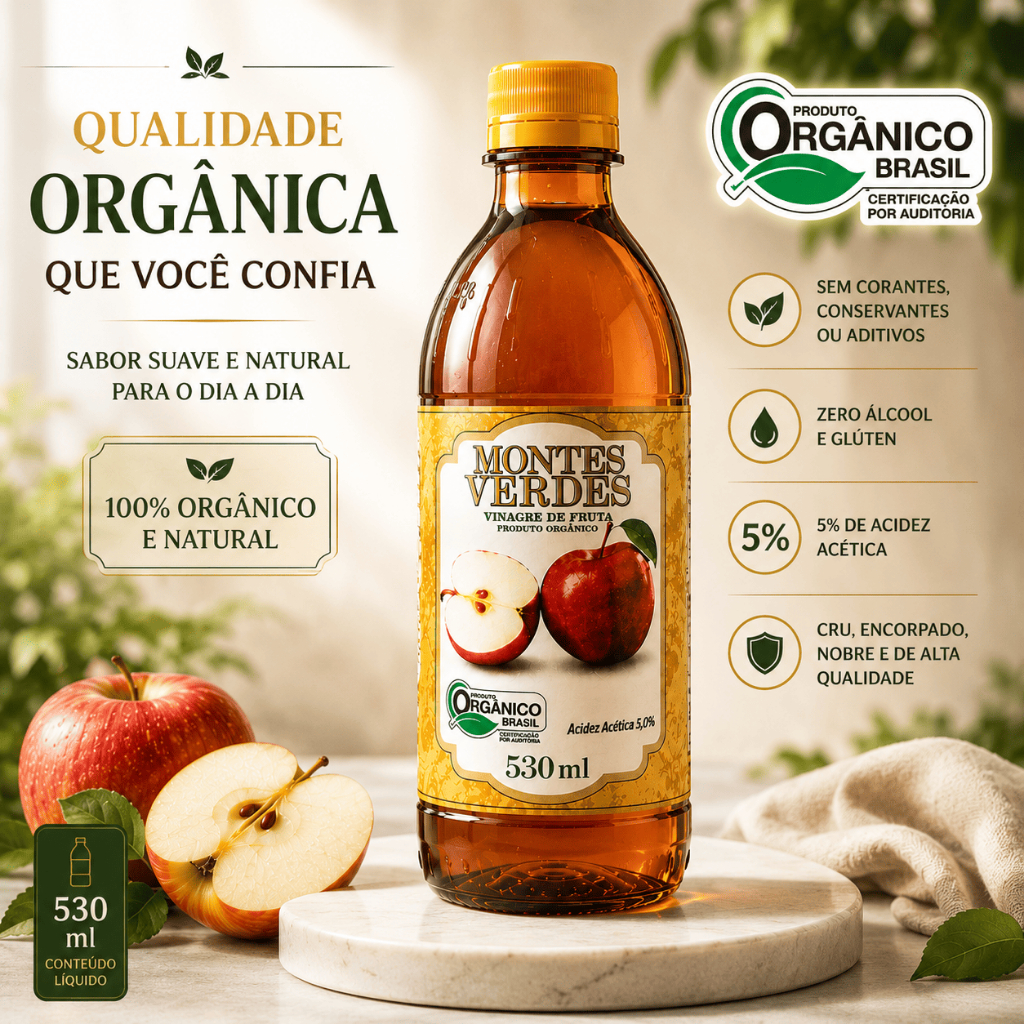Imagem Vinagre Orgânico de Maçã 530ml - Montes Verdes