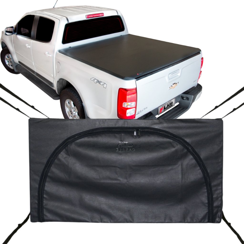 Bolsa Carroceria Caçamba Ecobag Flash Cover S10 Ltz LT 2012 a 2025 Protege Sua Carga 378L Com Ziper Preto