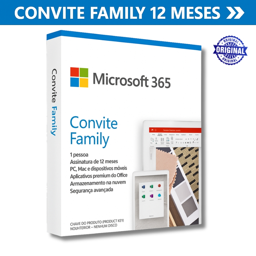 Microsoft Office 365 Cartão Impresso – 5 Dispositivos + 1TB OneDrive Entrega Física