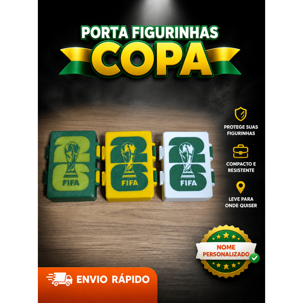 Porta Figurinha Álbum Copa do Mundo 2026 - Caixa de Figurinha - Estojo Organizador