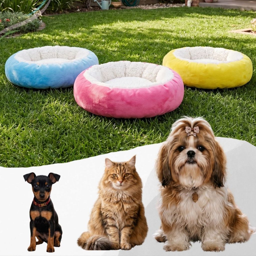 Cama Pet Nuvem Sherpa Redonda Caminha Confortável Carneirinho Inverno P e M Cachorro e Gato