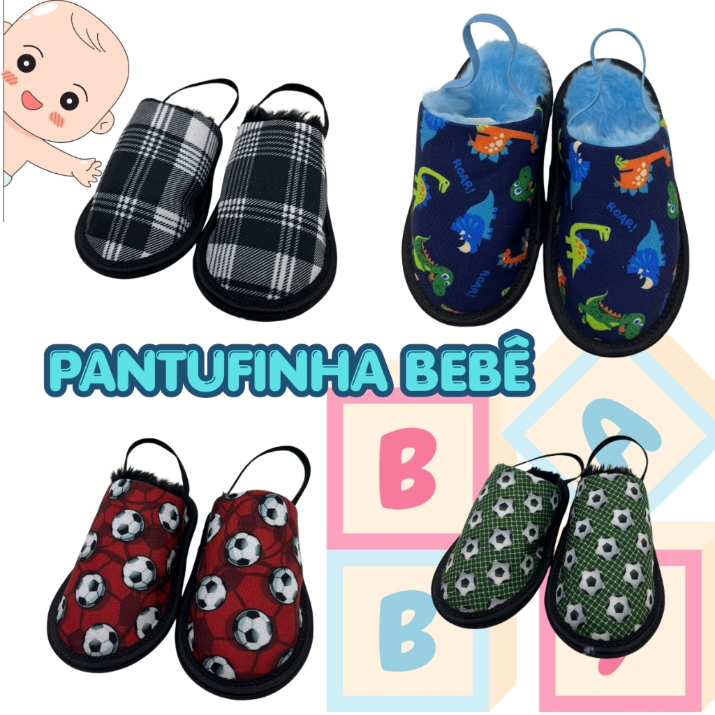 Pantufa Bebê Infantil com Elástico Quentinha Antiderrapante Menino Menina Inverno