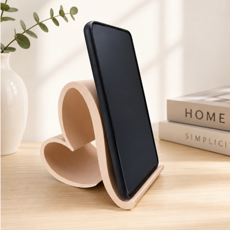 Suporte De Celular Para Mesa Minimalista Decorativo Escritório Home Office Formato Coração