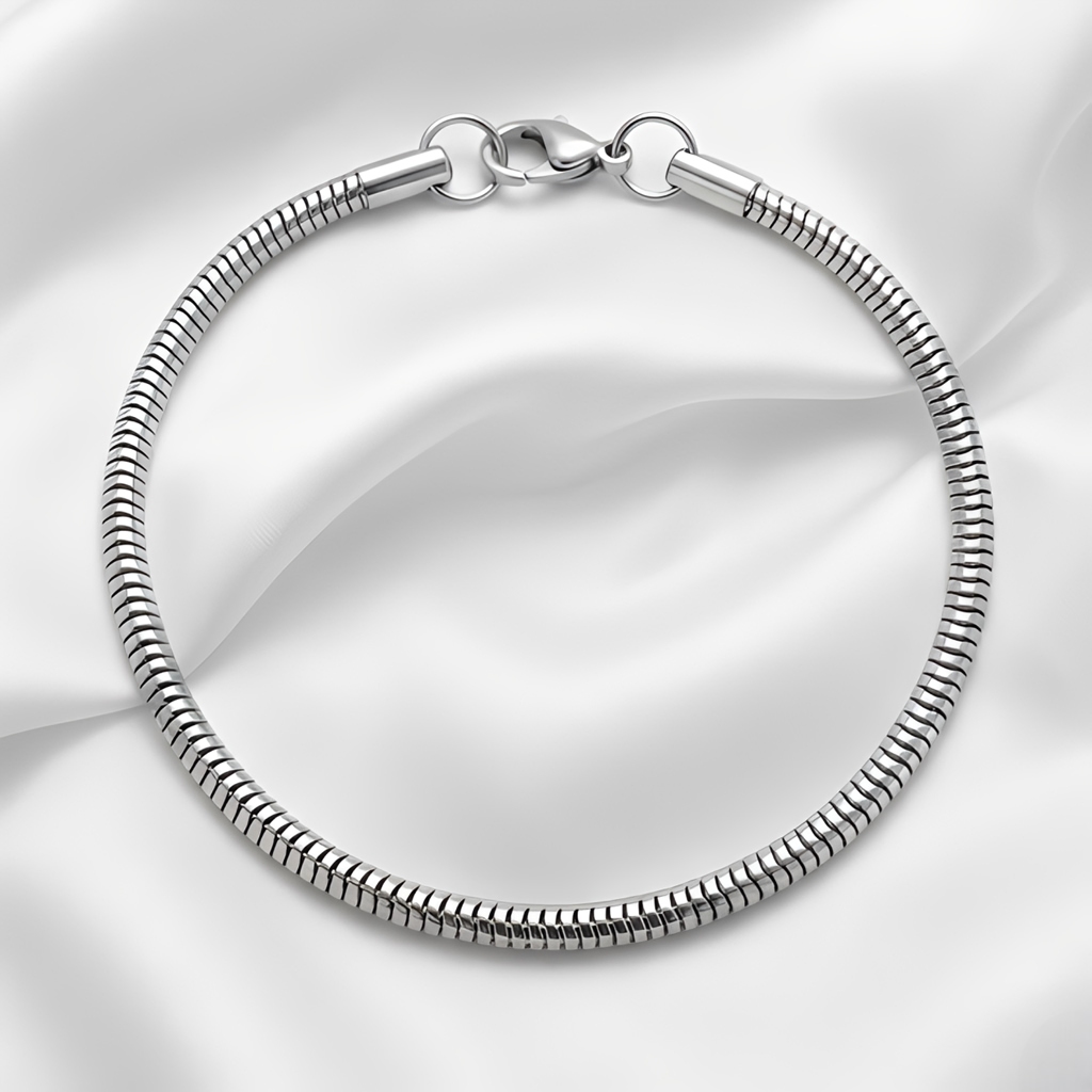 INOX - Pulseira em Aço Inox na Cor Prata Rabo de Rato Para Berloques Feminina Resistente Diversos Tamanhos