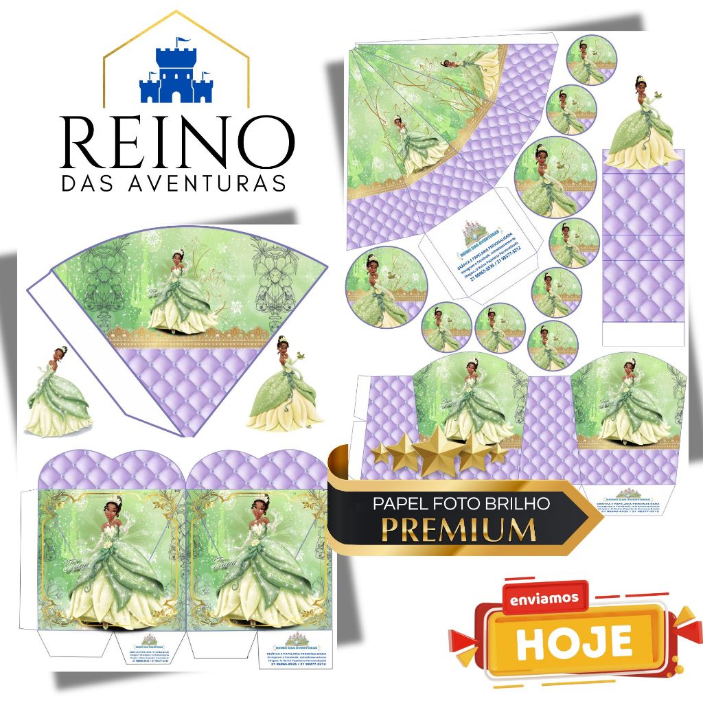 SEM NOME | Envio 12h PRINCESA TIANA PRINCESAS DA DISNEY A PRINCESA E O SAPO Kit Completo 85 Lembrancinha Personalizada