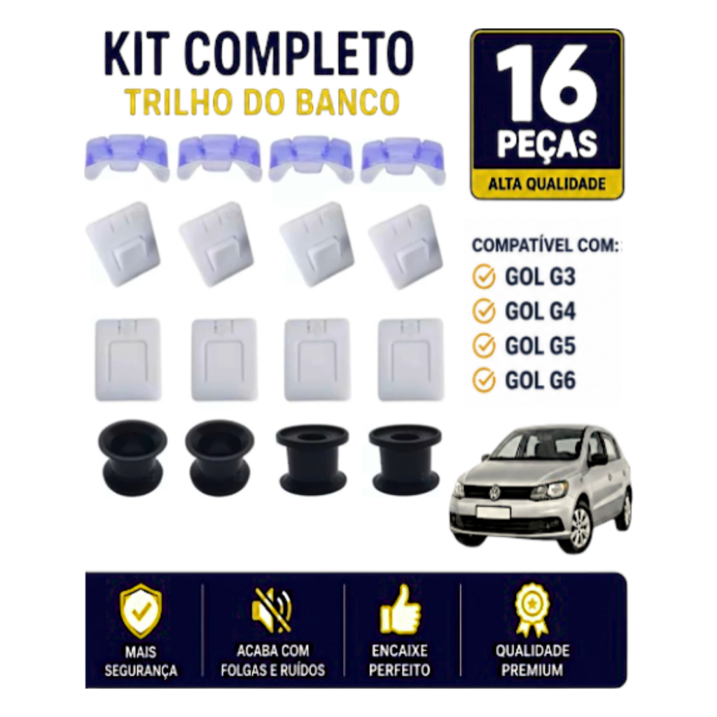 Kit Calço Trilho Deslize Banco Gol G3 G4 G5 G6 Acessório