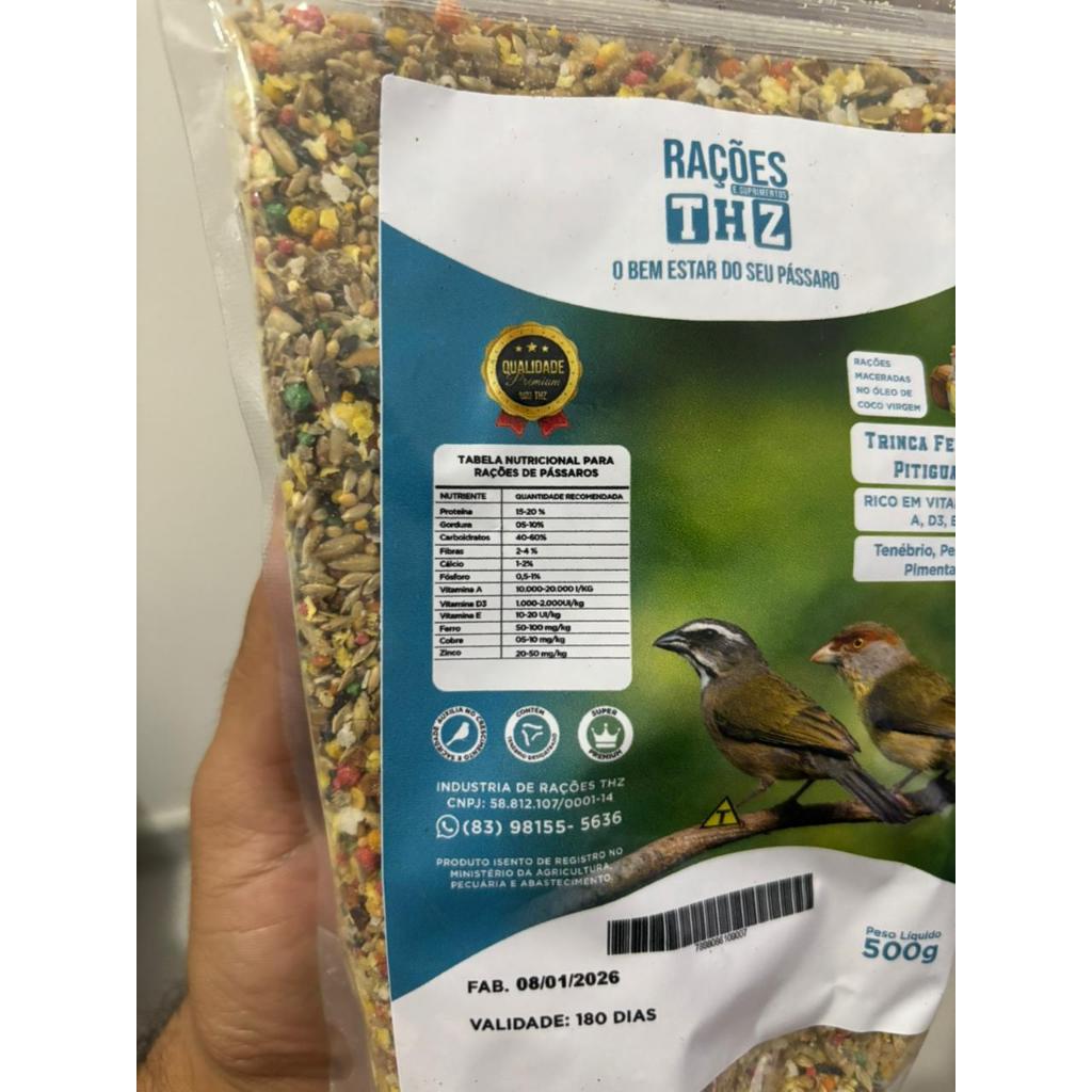 Ração Trica-Ferro/Pitiguari com pimenta premium 500grs