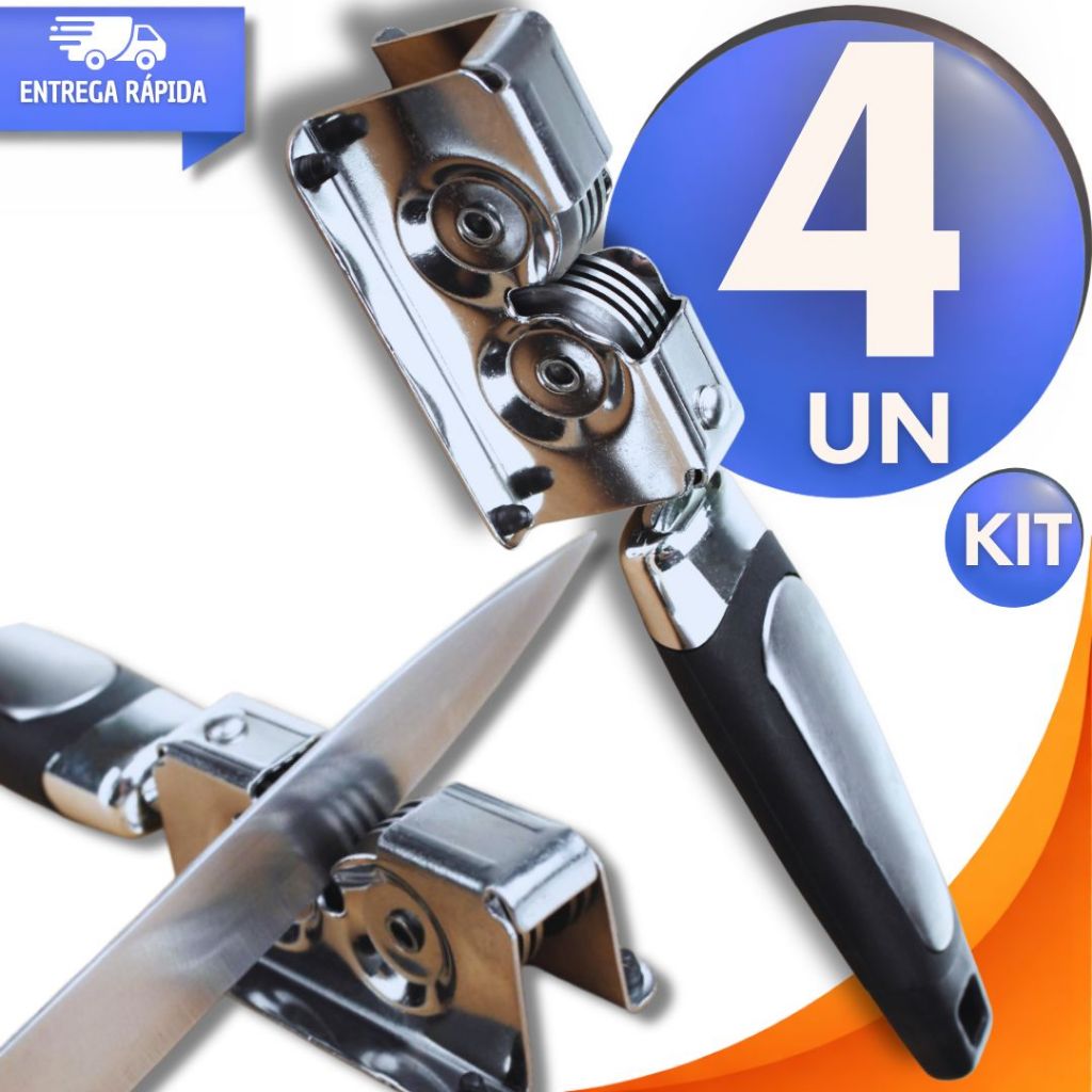 Kit Afiador Amoladores Facas Manual Tesoura Aço Inox Cozinha Profissional Multiuso Utilidades