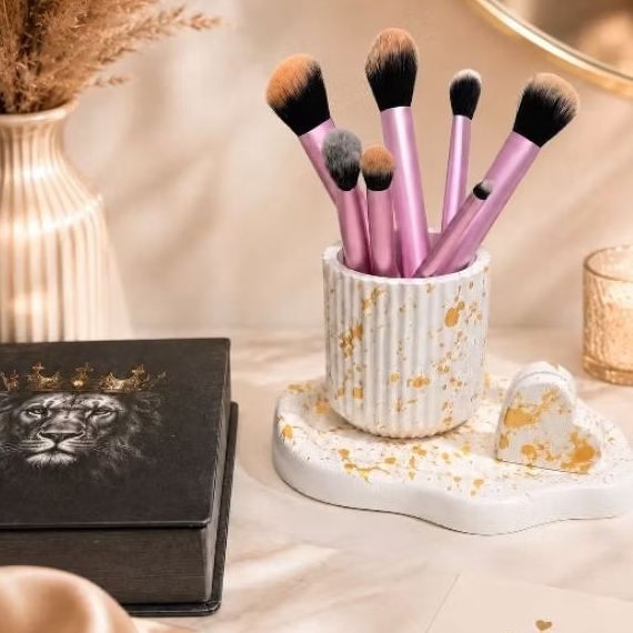 Kit Decorativo 3 Peças Porta Pincéis + Bandeja + Porta Retrato | Presente, Natal, Dia das Mães,e Dia dos Namorados