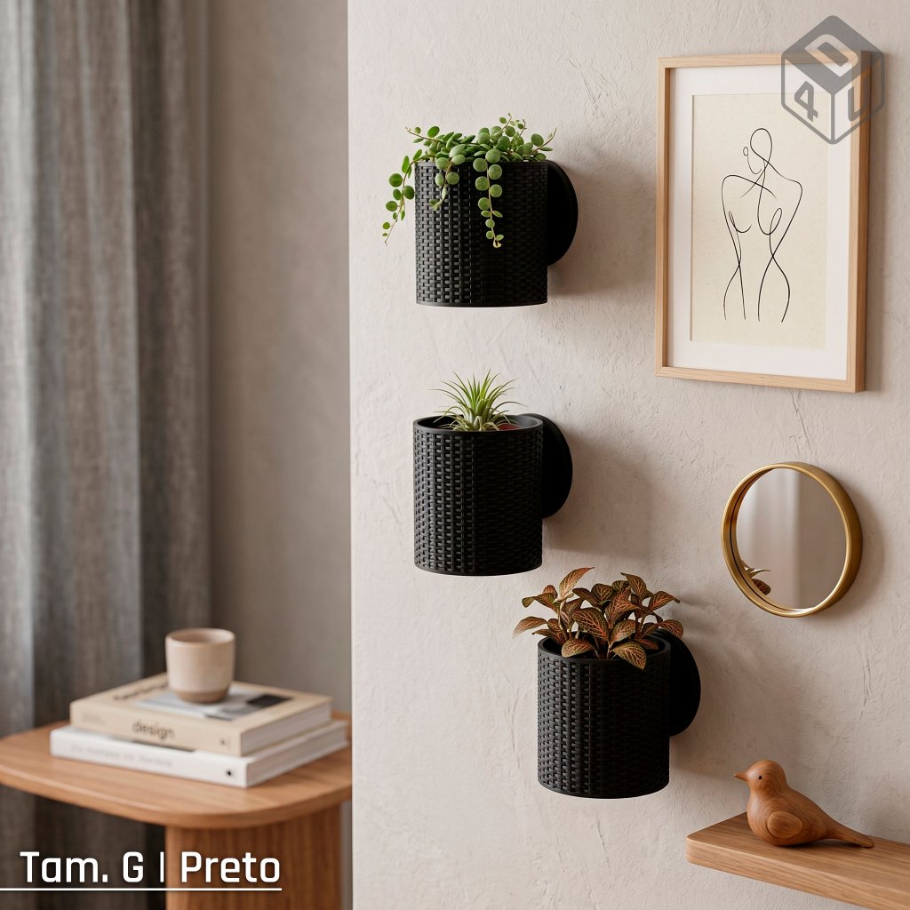 Vaso Cesta de Parede Decoração Planta Suculenta Ambientes Designs 4 You — imagem 2 de 2