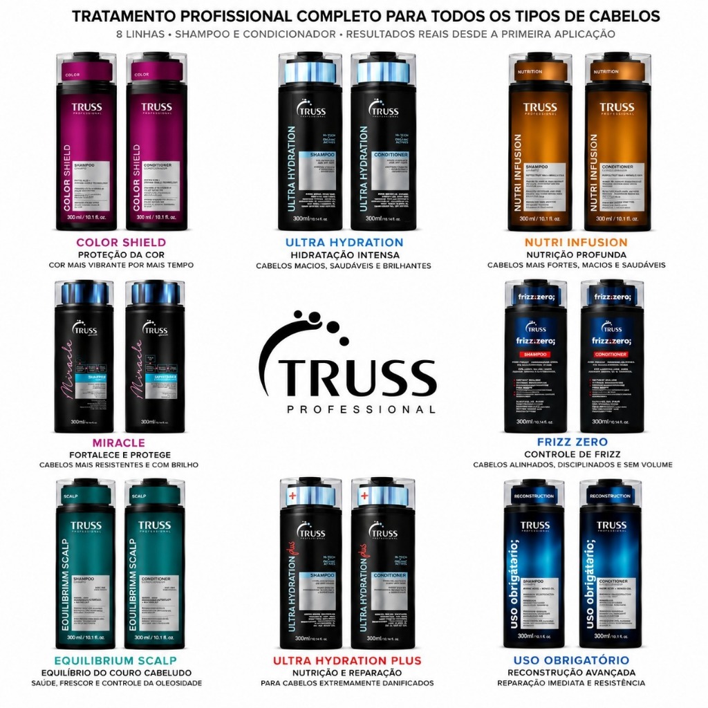 TRUSS Professional Kit Shampoo + Condicionador Ultra Hydration Nutri Infusion Color Shield Frizz Zero