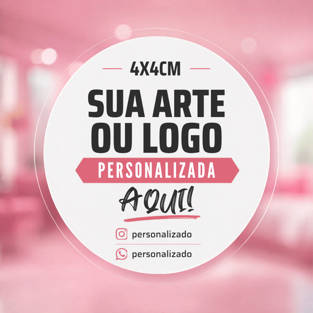 Adesivos Personalizados 4x4 cm - 1000 unidades, 500, 300 ou 200 unidades - Com sua logo ou arte
